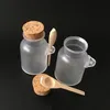 Frosted Plastic Cosmetic Bottles Containers with Cork Cap and Spoon Bath Salt Mask Powder Cream Packing Bottles Makeup Storage Jar8969023