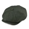 Botvela Shert Tweed Newsboy Cap Herringbone Мужчины Женщины Классическая Ретро Шляпа с мягкой подкладкой Капле для драйверов Черный коричневый Зеленый 005 T200104