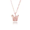 925 Sterling Silver Womens Crown Pendant Chain Necklace Gold Plated Iced Out Cubic Zirconia Bling Diamond Fine Quality Hip Hop Rapper Jewelry Gift for Girls Collior