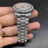 Hot Salking Men Iced Diamond Watch Silver Stainless Aço Diamond Diamond Face Face Automático Hip Hop Relógios