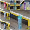 Tumblers färgglada plast mager flaska transparent halm kopp dubbla vattenflaskor koppar med halm vakuum temperatur tumblers mugg lsk602