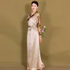 National elegant Party dresses Women Chinese Classic evening vestido Silk blend Cheongsam style asia costume tibet female clothing