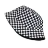 2020 Ny varumärke Svart Vit Plaid Check Bucket Hattar Fiske Kepsar Kvinnor Mens Reversibel Fisherman Hat Camouflage Sun Protector