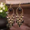 S1568 Bohemian Fashion Jewelry Vintage Drop Tassels Beaded Dangle Earrings