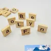 100st Pack Wooden Pussel Box Alfabet Scrabble Tiles Letters Jigsaw Puzzle Squares för hantverk Blandade svarta bokstäver Nummer Hantverk Trä