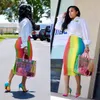 Kleidung für Frauen Mode Rainbow Printed Rock One-Step OL HIP-bedeckte Maxi Länge Erwachsene Röcke Kleider ohne Größe Tutu Asymmetrisch