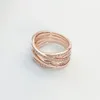 Rose Gold Sparkling Polished Lines Ring med originalbox f￶r Pandora 925 Sterling Silver Designer Br￶llopsmycken f￶r kvinnor CZ Diamond Girl Gift Luxury Rings