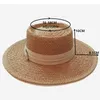 Ladies Handmade Natural Straw Hat Summer Beach for Women Men Panama Cap Fashion Concave Flat Protetion Visor Sun Boat s Y200619