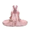 Roupa de dormir rosa Roupão de banho feminino de pele sintética Camisola de penas Robe de noiva Vestidos de casamento de noiva Petite Plus Size Custom Made349M