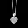 Roségouden Iced Out Cubic zirconia aangepaste foto hanger ketting liefde hart openbare raket charme gepersonaliseerde herdenkingsmeemorge valentijn geschenken voor liefhebbers mannen vrouwen vrouwen