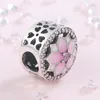 Pandora 925 Sterling Silver Beads Charms with Orig209H를위한 핑크 매그놀리아 꽃 매력 여성 보석 팔찌 제작 액세서리