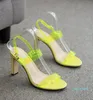 Fashion-Trendy fluorescent yellow clear PVC transparent high heels designer gladiator sandals size 35 To 40