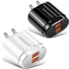 Dual Ports 5V 3.1A EU US Wall Charger Plug 1USB QC3.0 Power Chargers Adapter för Samsung S8 S9 S10 iPhone 12 13 14 15 Android Phone PC