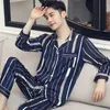 Men's Silk Casual Pajamas Autumn Winter Summer Sleepwear Fashion Modern Style Home Clothes Short Sleeve Long Sleeve Pyjama Se252i