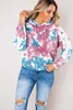 El teñido anudado del arco iris Pullover nube multi del color del suéter con capucha del bolsillo de la camiseta de manga larga Tops 5 colores LJJK2435