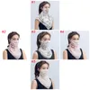 Women DanCf Face Mask Summer Sund Sun Silk Chiffon Handchief Outdoor Windproof Half Face Wase-Pracking Writing Fy6127 0429