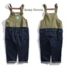New mens cotton multi-pocket splice loose overalls man streetwear jeans men casual trousers suspenders pants jumpsuits coveralls