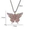 Gold Silver ColorBling CZ Stone Butterfly Pendant Necklace for Men Women with 24inch Rope Chain Nice Gift for Friend279y