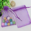 En gros 200 pcs/lot 9*12 cm violet bijoux pochettes cadeaux faveur mariage bonbons sacs cordon Organza sac