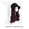Peruca feminina chapéu de cabelo longo peruca uma moda longo encaracolado net chapéu de pescador vermelho com capuz outono inverno natural capuz completo preto qkkb5037592