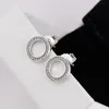 여자의 반짝 이는 서클 스터드 귀걸이 CZ 다이아몬드 결혼 선물 Pandora 925 스털링 실버 귀걸이 원래 상자 고품질