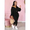 new Plus size 3X women fall winter plain tracksuits solid color outfits long sleeve hoodies crop top+pants two piece set casual jogger suit 3539