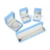 Himmelblau bedrucktes PU-Leder mit Claimond-Adern, individuelles Logo-Schmuck-Geschenkbox-Set