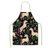 Feminino sem mangas dos desenhos animados avental algodão e cânhamo Pinafore Floral imprime aventais para casa cozinha popular criativo