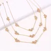 Sparkling rhinestone diamond butterfly multi layer choker necklace for women girls gold color ins fashion designer292g