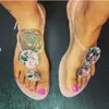 Rhinestone Jelly Sandals Kvinnor Flip Flops Crystal Slides Skor Kvinnor Flat Sandaler Fashion Diamond Sliders 2020 Ins Partihandel