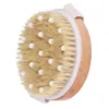Brosse de massage anti-cellulite avec poils naturels Brosse de bain ronde en bois pour corps de douche pour brossage humide ou sec Brosse dorsale LX2549