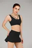 Lu saia curta nova através de cintura alta shorts de yoga feminino sólido esportes ginásio wear calças leggings elástico fitness senhora yoga vestido