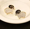 2020 Korean fashion luxury full diamond cute lamb earring jewelry 18K gold plated female earrings personality trend party earring gift