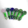 Luminous Heady Glass Smoking Pipe Hand Cigarette Oil Burner Tobacco Flower Frog Heavy Spoon Pipes Tool 4 styles Choose