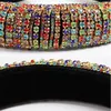 Rainbow Rhinestone vadderade pannband för kvinnor flickor Lyxig tjock full diamantsvamp hårband kvinnor kristall hår tillbehör cx202950