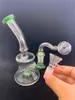 Dab olje rigga bong tjock glas bägare bongs inline perc vatten rör 14 mm fog liten återvinnare bong med glas olje brännare rör dhl gratis