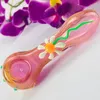 11.5cm Glass pipes Pink Cute Flower smoking pipe for Oil Burner dap rig chicha shisha