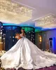2020 Arabiska aso ebi lyxiga stilfulla sexiga kristaller långa ärmar brudklänningar ren nackbröllopsklänningar zj0433