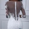 Robes de mariée sirène manches longues robes de mariée dentelle appliques grande taille 2 4 6 8 10 12 14 16 18 20 22 24