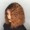 Alice 1B27 Ombre Color Short Curly Bob Wigs Human Hair0128347581