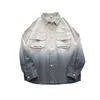 Ebaihui Nuova Primavera Cargo Camicia a Maniche Lunghe con Sfumatura Studente e Studentessa Tendenza Top Coppia Camicia Giacche Giacca da Lavoro Sfumata 14