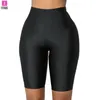 여성 높은 허리 모양 요가 반바지 형광 녹색 핑크 블랙 반짝이 마른 레깅스 운동 스포츠 체육관 피트니스