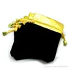7 * 9cm 벨벳 골드 테두리 선물 가방 보석 가방은 두 가지 색상 선택 레드 / 블랙 50PCS와 보석 가방 졸라 매는 끈