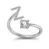 26 A-Z English Letter Ring Crystal English Initial Ring Open Diamond Women Rings Fashion Jewelry Will and Sandy