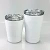 Sublimação 9 onças 12 onças Tumbler branco Aço inoxidável Crianças Sublimate Crianças bebendo copos com palha de palha dupla mini xícara S