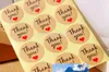Papel kraft "obrigado" etiqueta adesiva com coração vermelho, etiqueta de vedação de diâmetro 38mm para decoração de presente diy e embalagem de cozimento de bolo