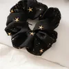 Ins Lady Girl Hair Scrunchy Gedrukt Ring Elastische Haarbanden Vintage Chiffon Star Pailletten Large Darm Dance Ponytail Hairband V081