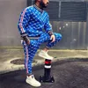 Nya Färgglada Plaid Men Casual Zipper Set Höst TrackSuit Set Male Sweatshirt Pocket Fashion Jackor Män Tracksuit Sets Mens