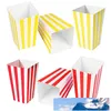 60pcs / lot popcorn lådor randig papper film popcorn gynnar lådor godis väskor kartong godis behållare gul och röd