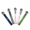 Wholesale Mix Color Glass Smoke Pipe 93MM Tobacco Herb Pipes With Metal Bowl Smoking Accessories